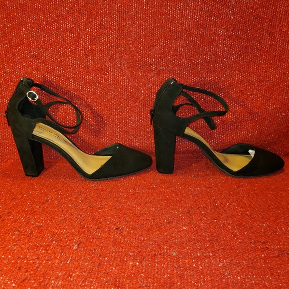Christian Siriano vintage 2000s black faux suede block heel D'Orsay pump - Picture 7 of 12